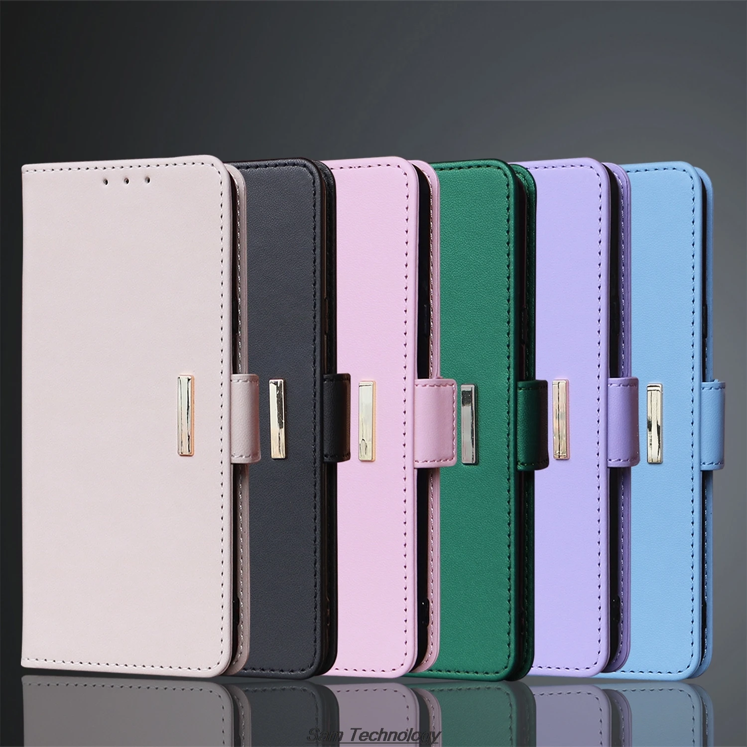 Magnetic buckle Leather Case for Huawei P60 / P 60 Pro Wallet RFID BLOCKING Flip Cover female Simple Capa Fundas Coque 2