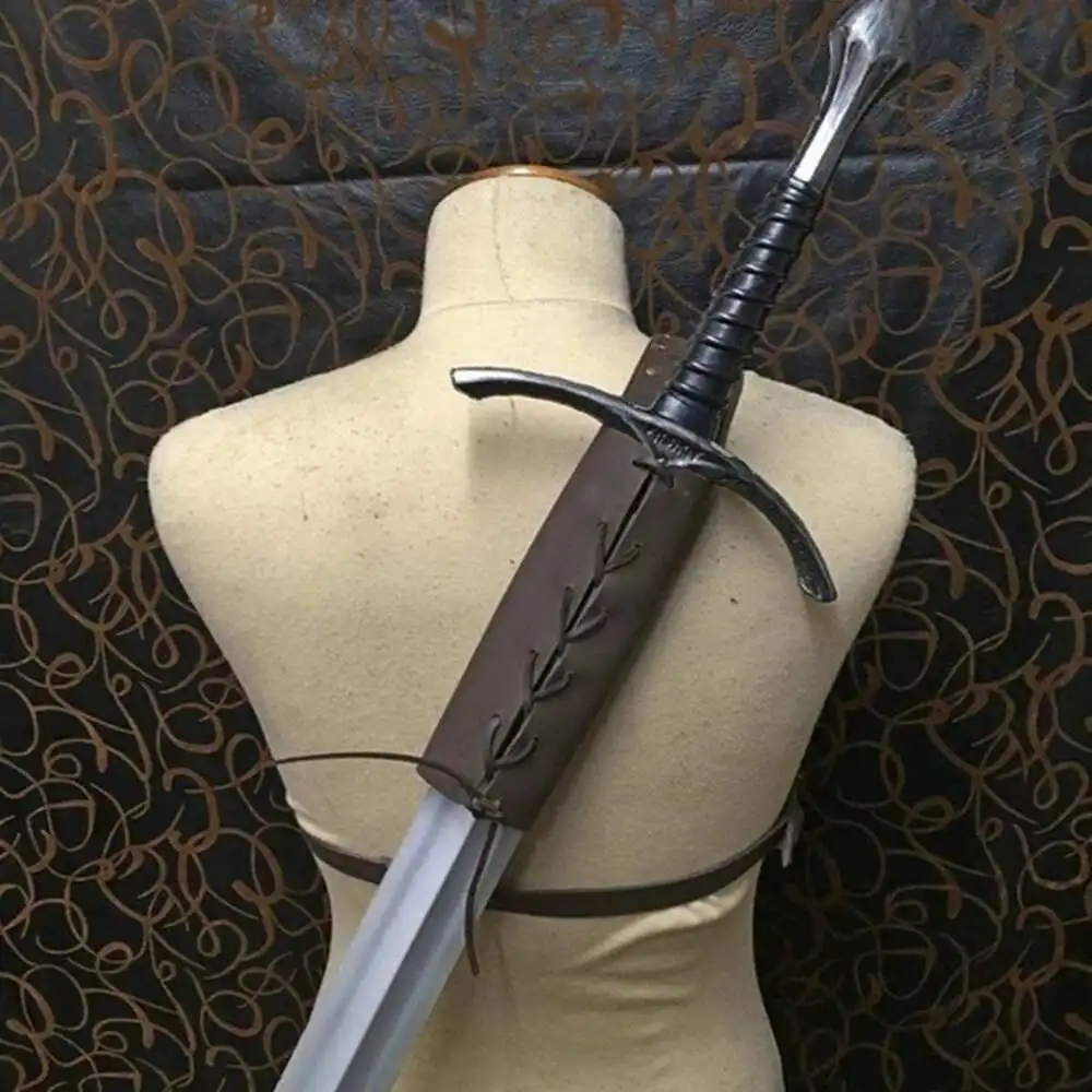 Medieval Retro Sword Shoulder Back Sheath Frog Holder Costume Cosplay Rapier Leather Buckle Holster Scabbard Costume Halloween