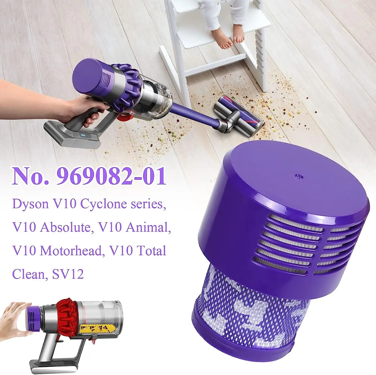 969082-01 de Dyson,Cyclone V10 Absolute, Total Clean,Dyson SV12 Animal Pro