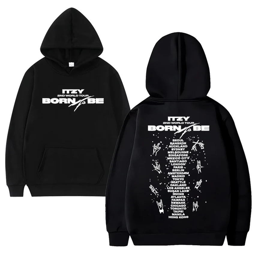 

Kpop ITZY Born To Be 2nd World Tour Sweatshirt Men Women Y2k Fashion Fleece Long sleeve Hoodies Unisex Casual Oversized pullover