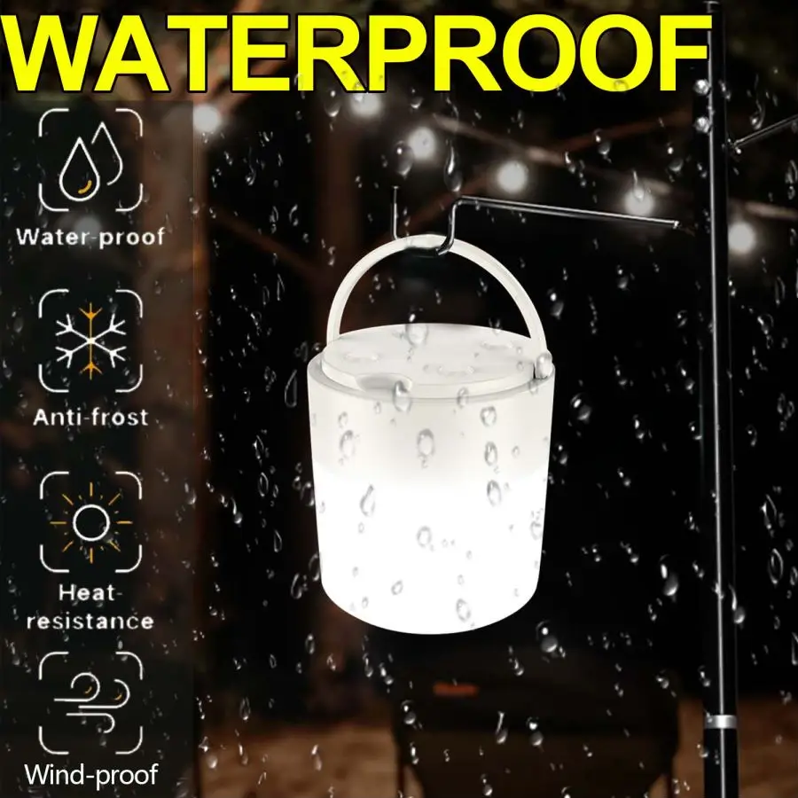Portable Outdoor Camping Light Three-color Light Source Night Type-C USB Rechargeable Atmosphere Lights Tent Lantern