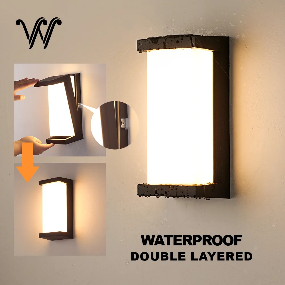 IP65 Waterproof Outdoor 24W AC85-265V LED Wall Lamp Plastic Lamp Body Warm White Porch Light Garden Light