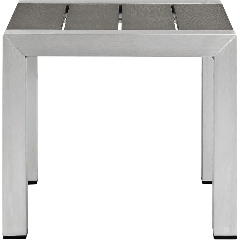 Weather Resistant Outdoor Patio Side Table Anodized Aluminum Modern Accent Table Easy Clean Durable Poolside Backyard Porch 3