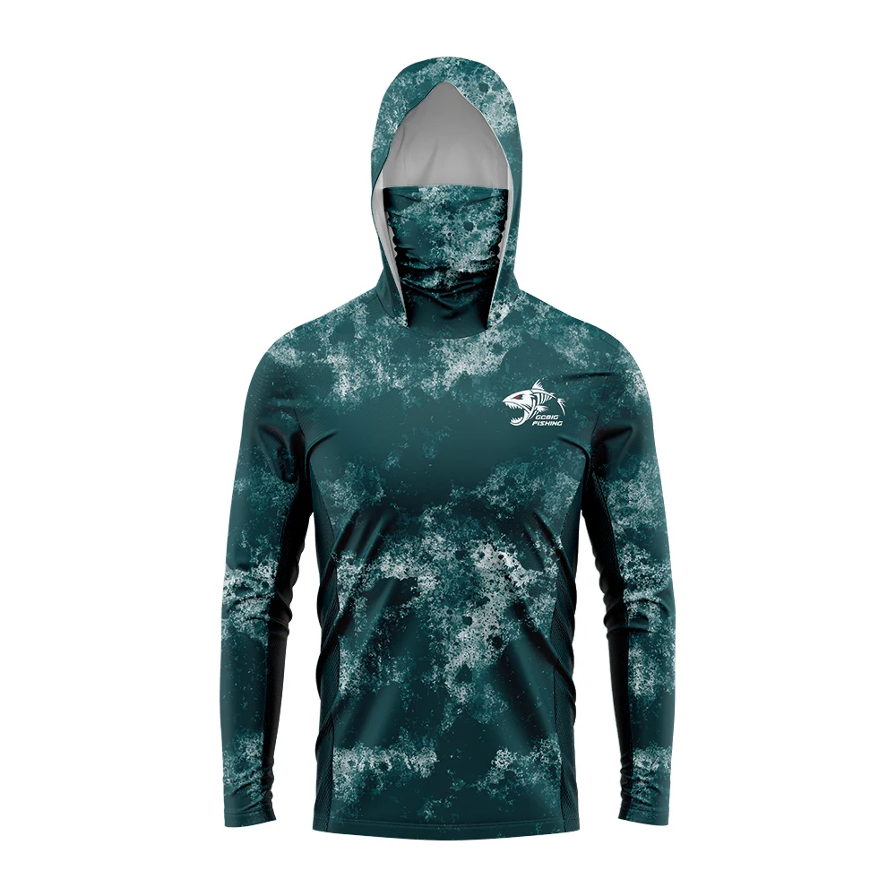 Huk Fishing Men's UV Mask Hooded Performance Fishing Shirt Breathable Fabric Long Sleeve Angling Clothing UPF50+