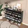 Shoe Cabinet Storage for Entryway, Modern Slim Shoe Organizer, Tipping Shoe Cabinet with 2 Flip Drawers Fluted Panel, 6