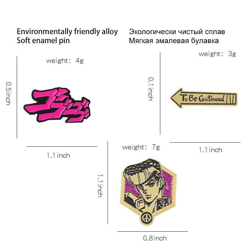 Enamel Pins &ldquo;JoJo"s Bizarre Adventure&rdquo;Enamel Pins Custom Brooches Lapel Badges Cartoon Classic Japanese Anime Jewelry Gifts for Fans Friends