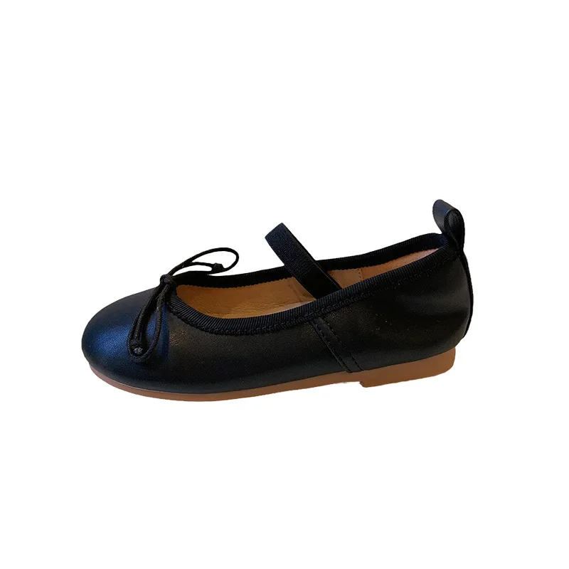 Girl Leather Shoe Candy Colored Kid Shoe Spring New Simple Solid Color Casual Classical Bow Princess Gril Shoes