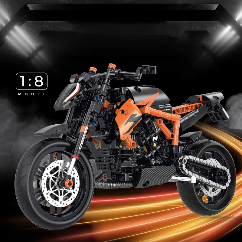 1:8 Motorbike Model Building Blocks Sets Racing Moto Bricks Toys Kids Boys Children Birthday Gifts Adult MOC Technical 579Pcs 2