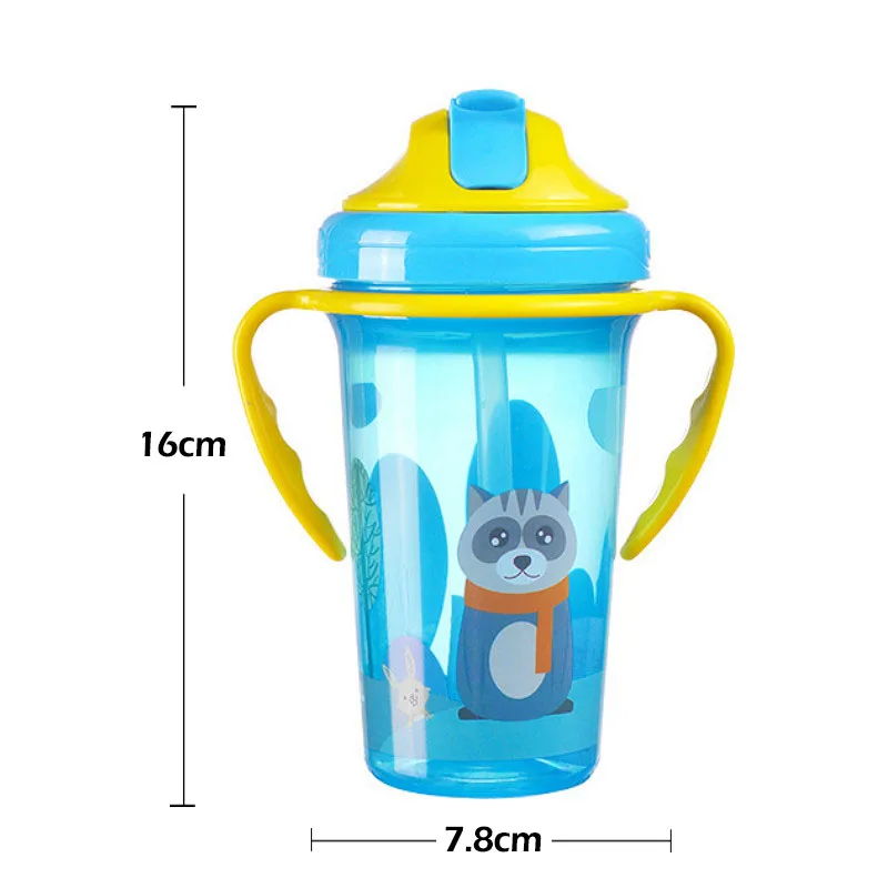 Cute Baby Feeding Cup with Straw BPA Free Portable Feeding Bottle Leak Proof with Handle Kids Training Baby Sippy Copos drinking cup drinking water bottle