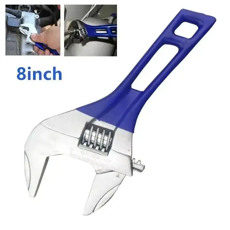 2025 New 8inch Adjustable Wrench Thin And Light Body 666 Super Heavy Duty Extra Wide Opening Jaw Crescent Wrench Household Tool
