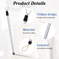 Telescopic Clothes Rail Rack Household Drying Rod Pole Clothing Aluminum Alloy Retractable Travel 2