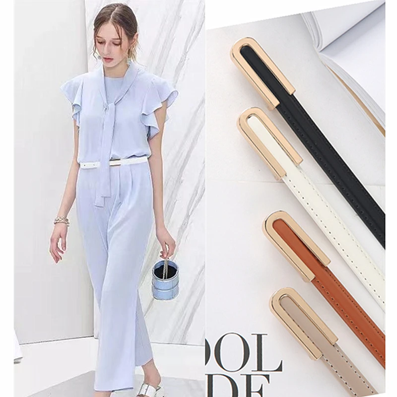 

Women's Belt Gold U Buckle Fashion Decorative Accessories Jeans Vintage Girl Dress Tape