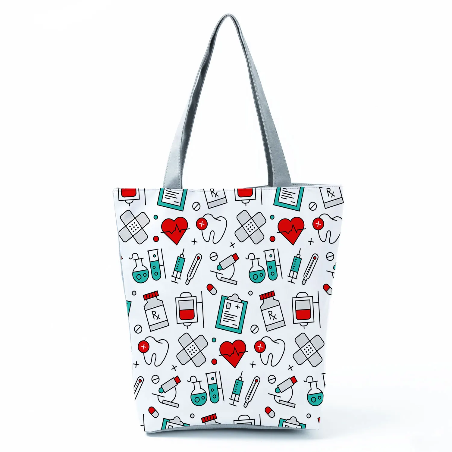 Customized Cartoon Dentist Nurse Print Tote Fashion Women Designer Handbags Eco Reusable Shopping Bag For Groceries Shoulder Bag 