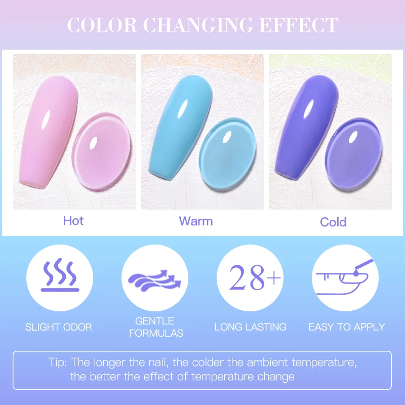 MEET ACROSS 7ml Thermal Gel Nail Polish 3 Layers Temperature Changing UV Gel Semi Permanant Soak Off Varnish Nail Art Manicure