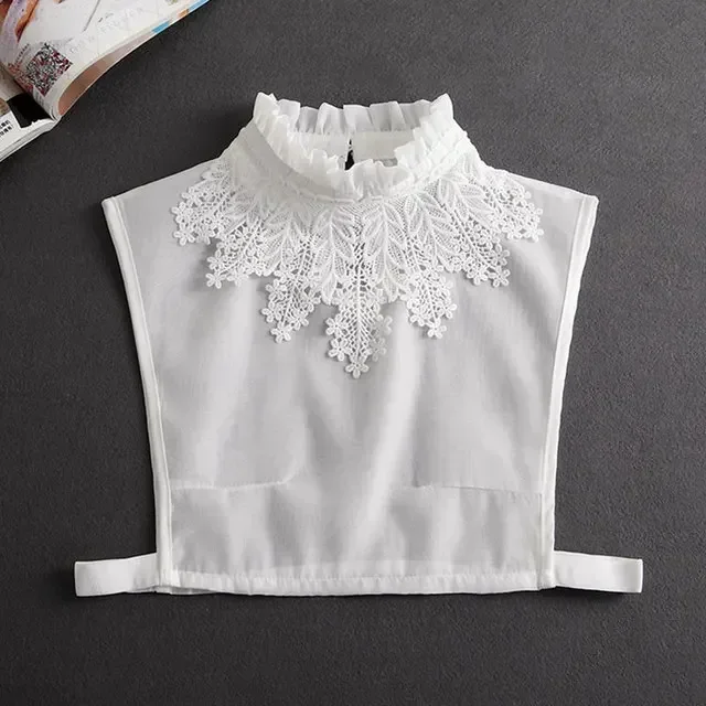 Vintage Lace Front Tie White Detachable Faux Collar