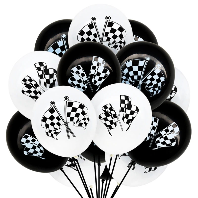 

10pcs Black White Racing Car Flag Balloons Latex Ballons Racing Car Theme Birthday Party Decorations Kids Boys Toys Air Globos