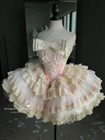 New Girls Birthday Lolita Dress 2024 Spring and Summer Women's Tube Top Satin Bowknot Slim Pettiskirt Short Mini Party Dress - Image 5