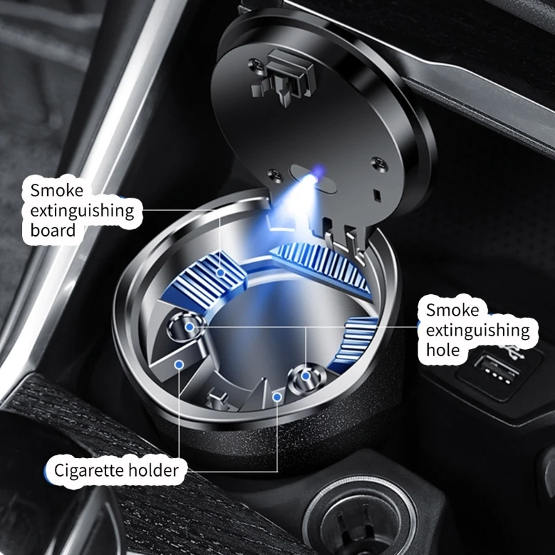 Car Interior Sealed Ashtray with Lid Flame Retardant Lining Cup Holder  Ashtray F19A