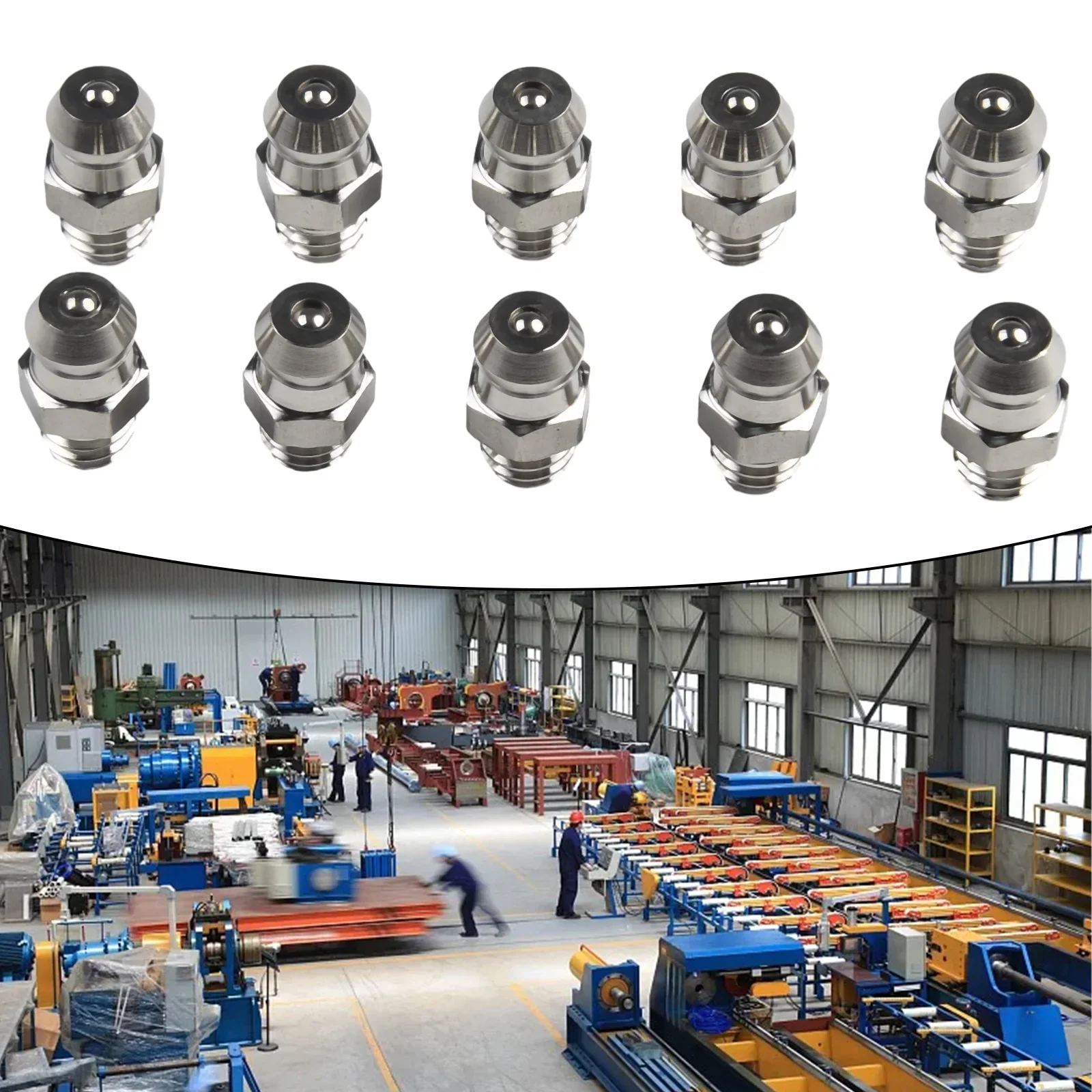 

10Pcs Grease Nipple Grease Inlet Hex Width High Hardness Long Service Life Material Overall Height Anti-oil Leakage