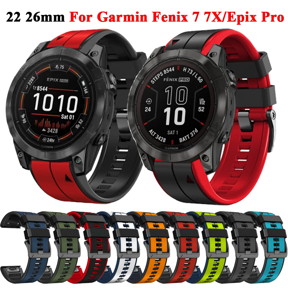 

22 26mm Silicone Watchband Wriststrap For Garmin Fenix 7 7X Pro Epix 6 6X Pro 5 5X Plus Enduro Easy Fit Quick Release Bracelets
