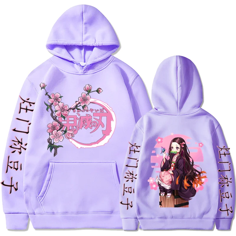 Demon Slayer Anime Hoodies Kamado Nezuko Manga Printed Men Women Hooded Pullovers Oversized Streetwear Male Harajuku Sweatshirt 6