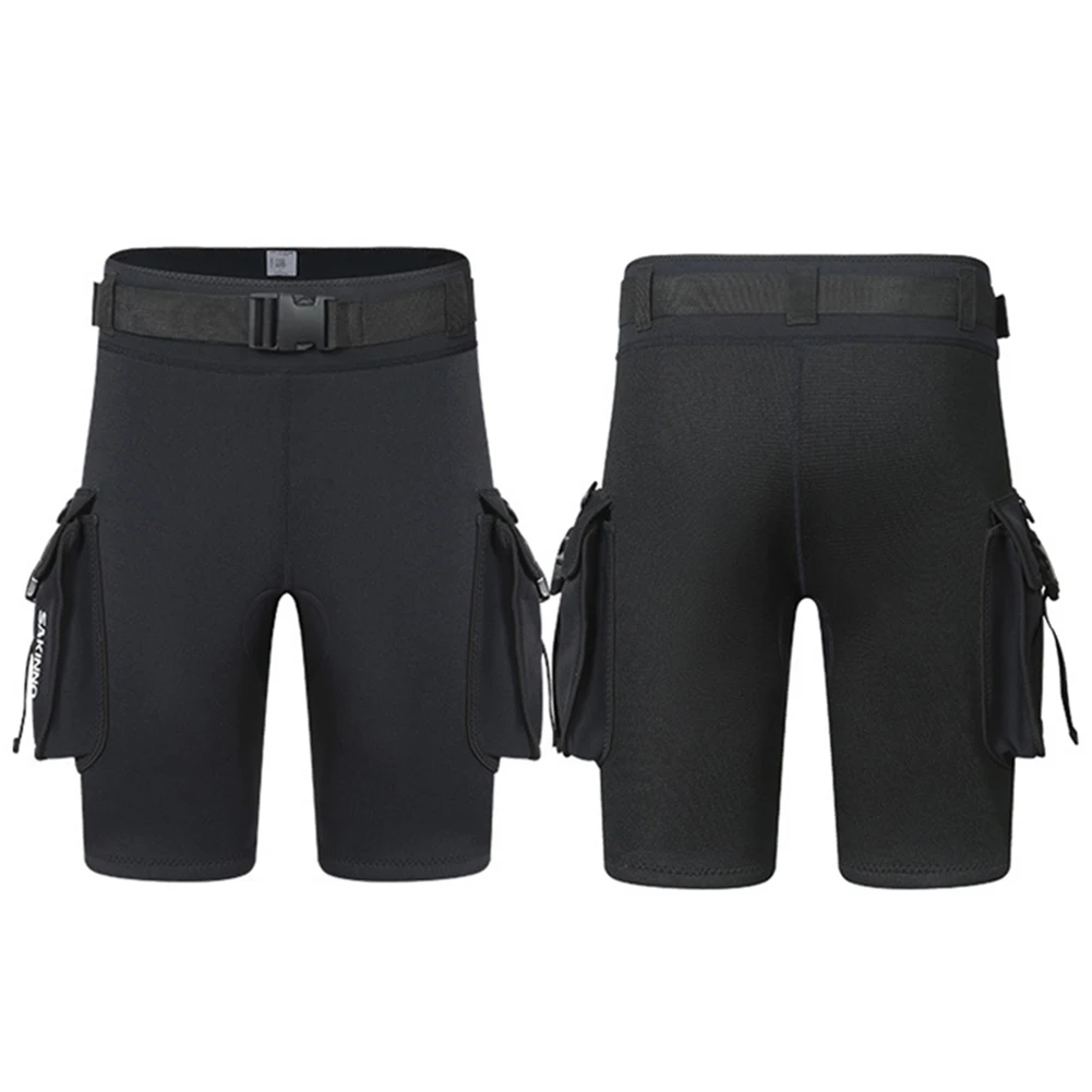 3mm Surfing Trunks with Pockets Unisex Submersible Pants Keep Warm D-Ring Buckle Leak Hole for Diving Equipment Accessories