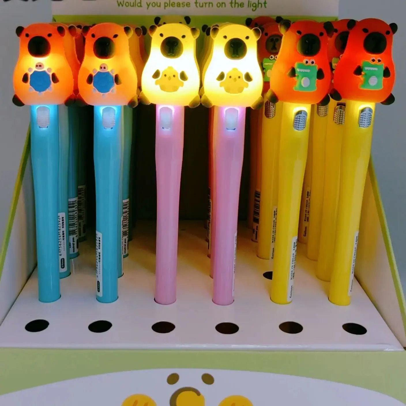 3 ピース/セットかわいいカピバラ LED ボールペン 0.5