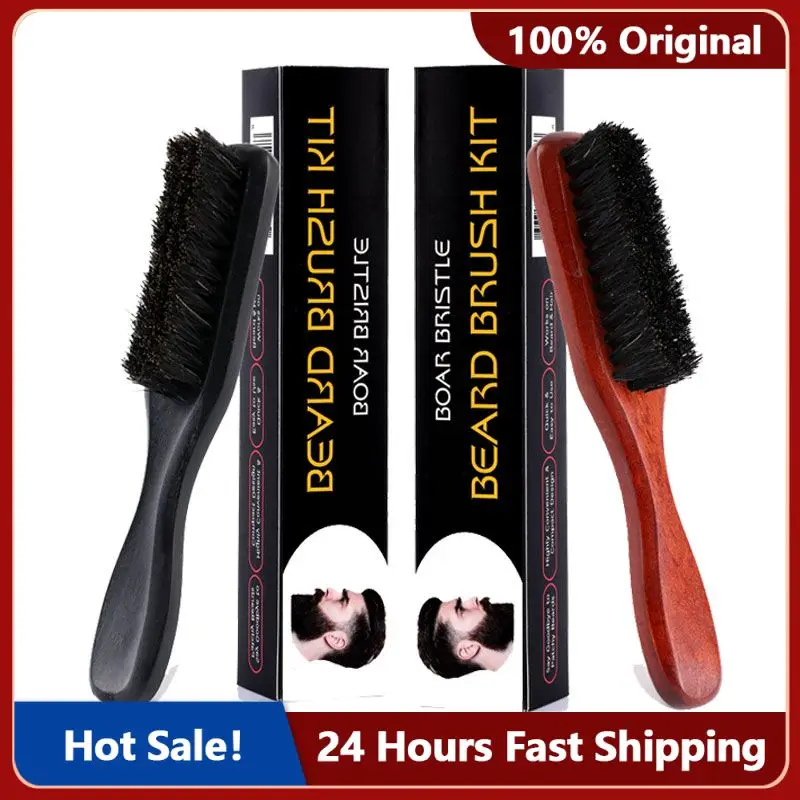 

Wood Handle Boar Bristle Cleaning Brush Hairdressing Beard Brush Anti Static Barber Hair Styling Comb Shaving Tools for Men