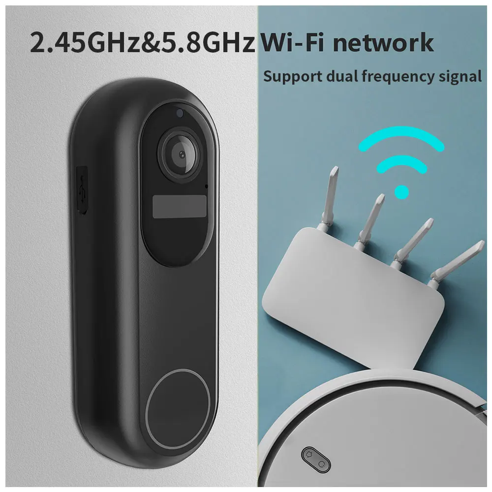 1080P Tuya スマートビデオドアベル 2.4GHz 5GHz WIFI 1080P Tuya スマートビデオドアベル 2.4GHz 5GHz WIFI