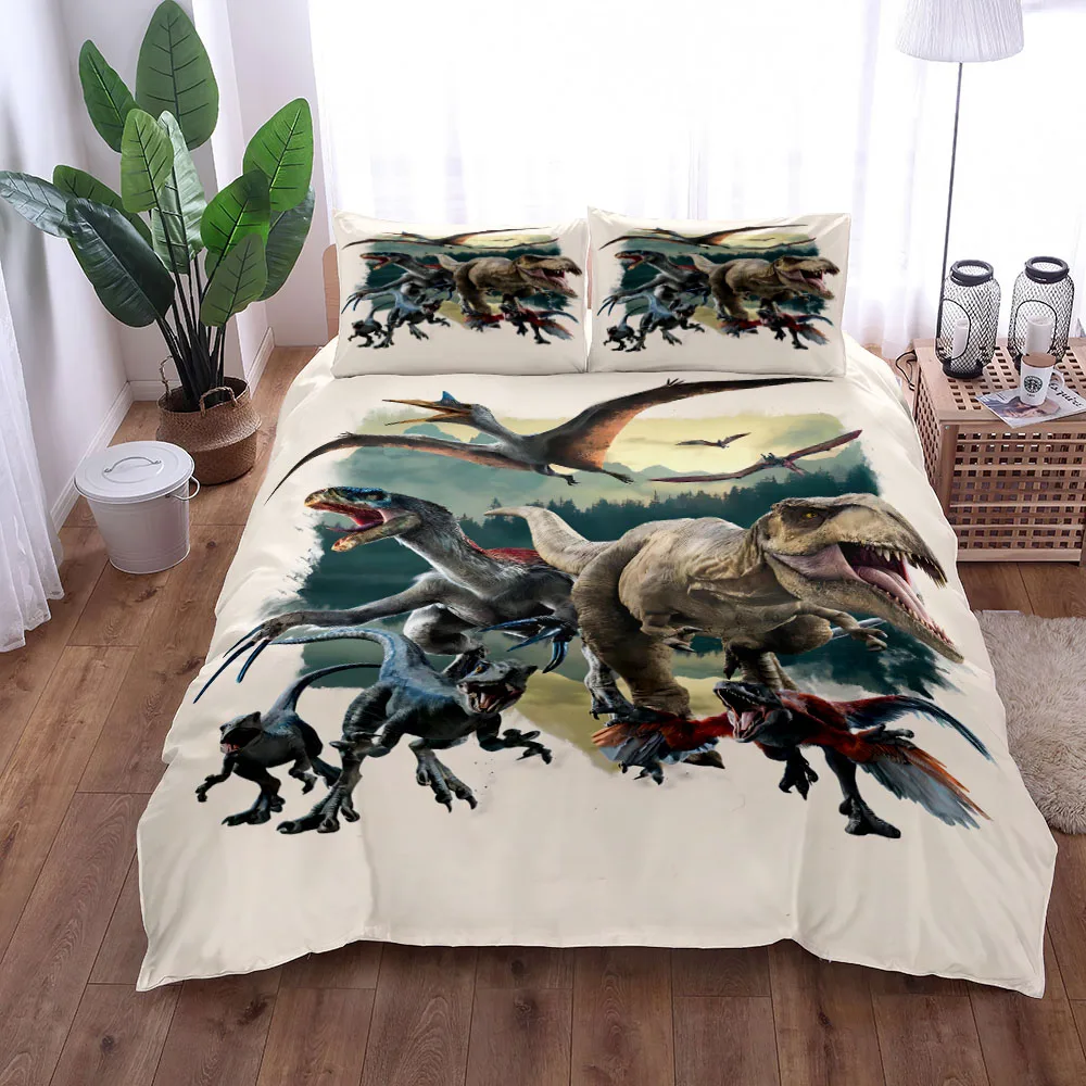 World Dinosaurs Children Duvet Cover Set EU Single Double King US Twin Full Queen Size  Bed Linen Set 4