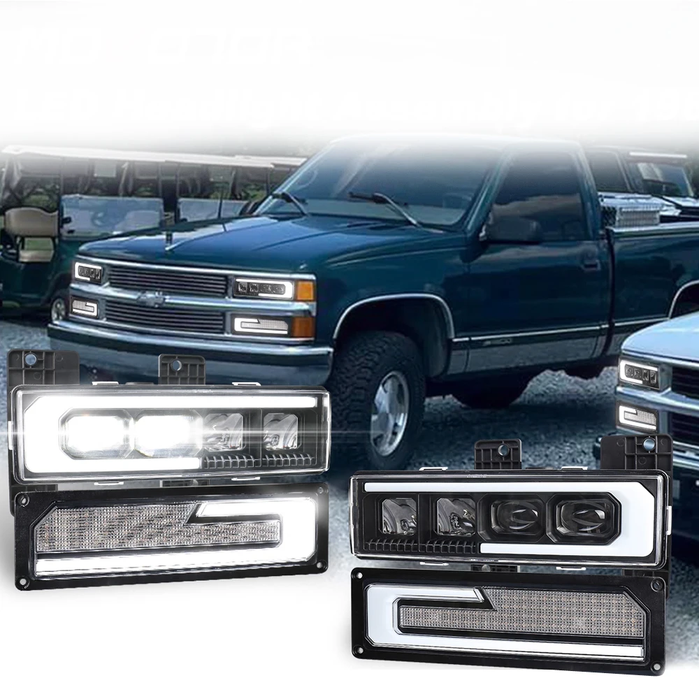 POVTOR LED Headlight with Welcome DRL Turn Signal Fit for 1988-1998 Chevy  GMC C/K 1500 2500 3500 Suburban Silverado Tahoe Yukon - AliExpress, image size:1000x1000
