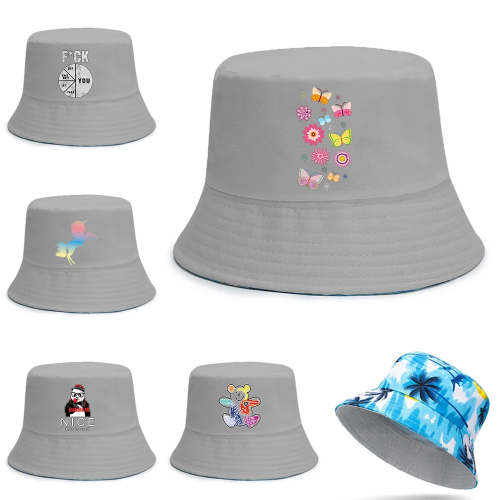 

Summer Sun Hat Bucket Hat for Men Women Cotton Bob Panama Girls Beach Travel Outdoor Reversible Color Print Beach Fisherman Hat