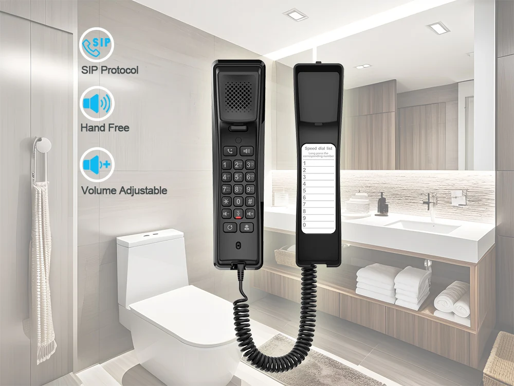Description Picture 6 of itemFanvil Wall-mounted SIP Telephone for Bathroom Hotel Restroom Office Maison Home Handset VoIP Phone System Support 2 SIP Lines