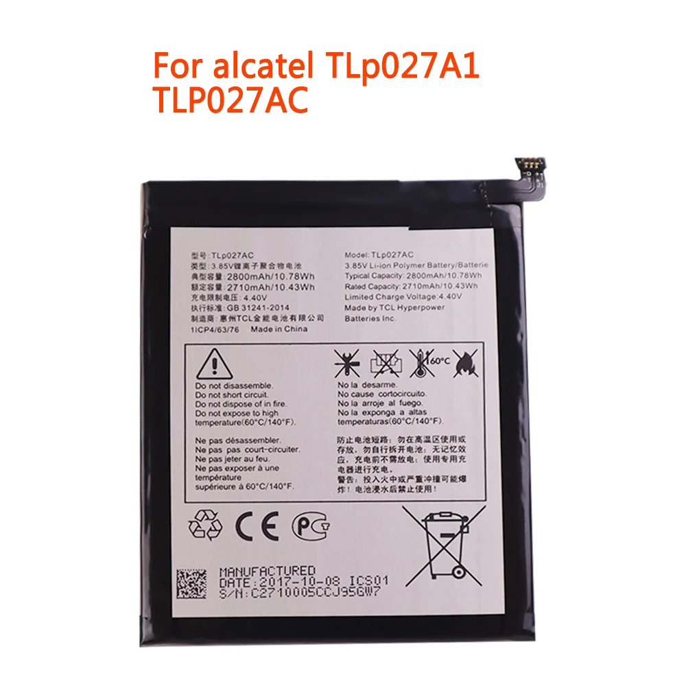 

100% Original High quality 2800mAh Mobile Phone Battery For Alcatel TLp027A1 TLP027AC SmartPhone Batteries