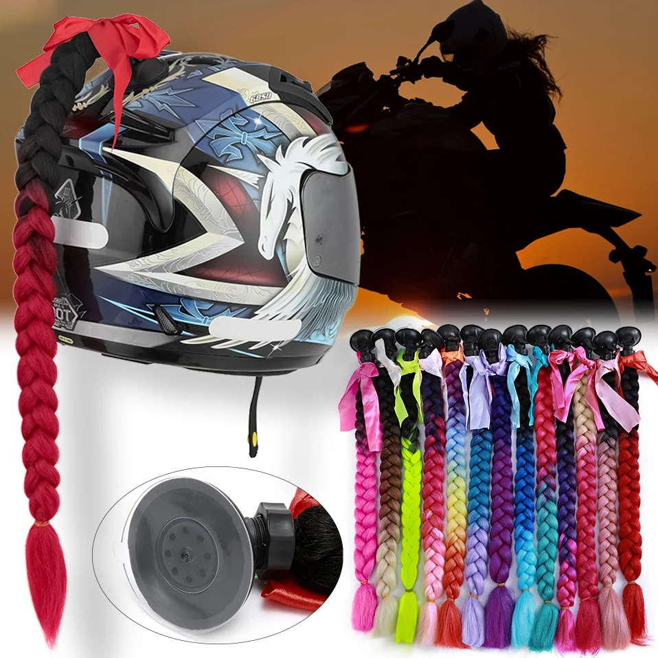 My-Lady 20inch Synthetic Ponytail Braids Wigs Ombre Helmet Braid Punk Cool For Motorbike Helmets Twist Braids With Sucker Bow easy to install helmet repair kit fit for various helmets with visors exquisite workmanship to reduce damage to the sun visor