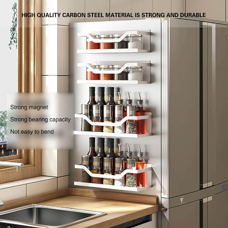 

Refrigerator Magnetic Storage Rack Side Multi-Functional Condiment Rack Free Installation Kitchen Storage Rack Storage Rack