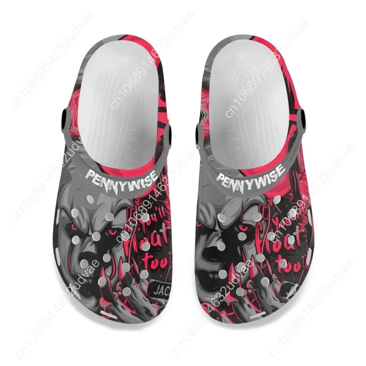 Pennywise Horror Movie Design Clogs Wear Increased Non-slip High-heeled Shoes Hole Shoes Beach Sandals Home Slippers Sandalias