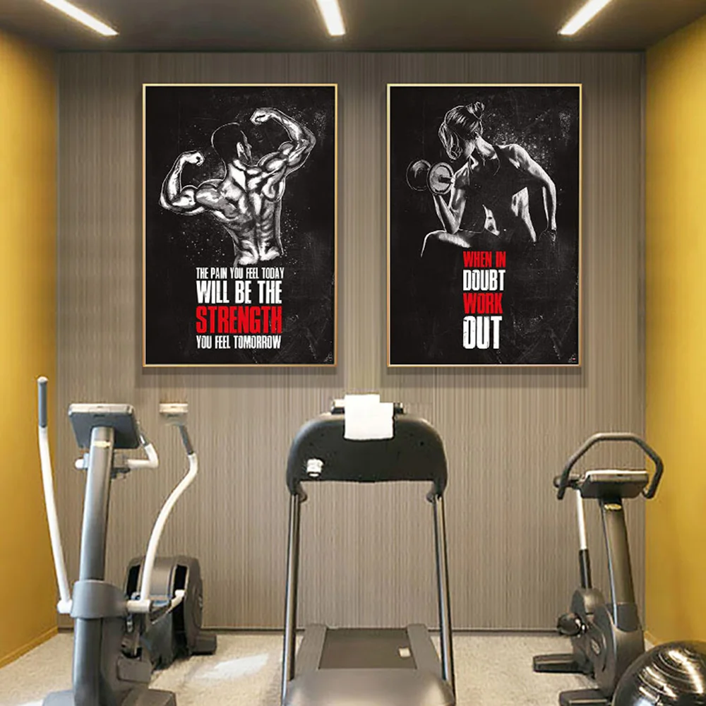 

Dumbbell Muscle Fitness Poster Motivational Quotes No Pain No Gain Print Art Canvas PaintingPicture Gym Office Room Home Decor