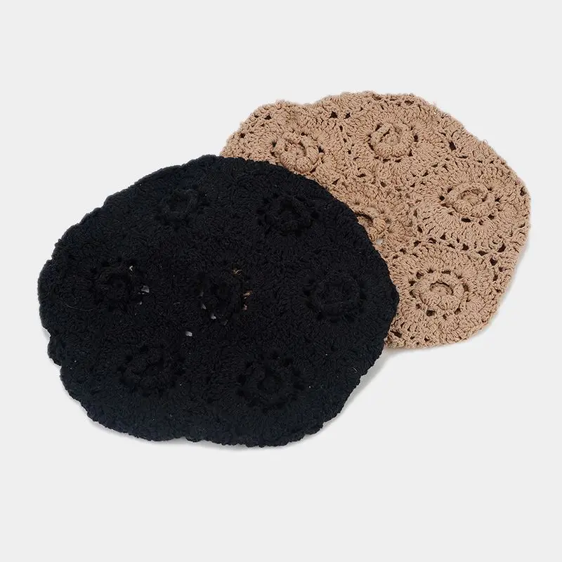 New Women's Knit Beret Hat Spring Casual Thin Acrylic Berets for Women Ladies Plain French Artist Beanie Beret Hats for Female