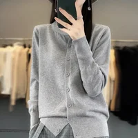 2024 New Autumn Winter Women Cardigans Sweater O-neck Spring Autumn Knitted Cashmere Cardigans Solid Single Breasted 2