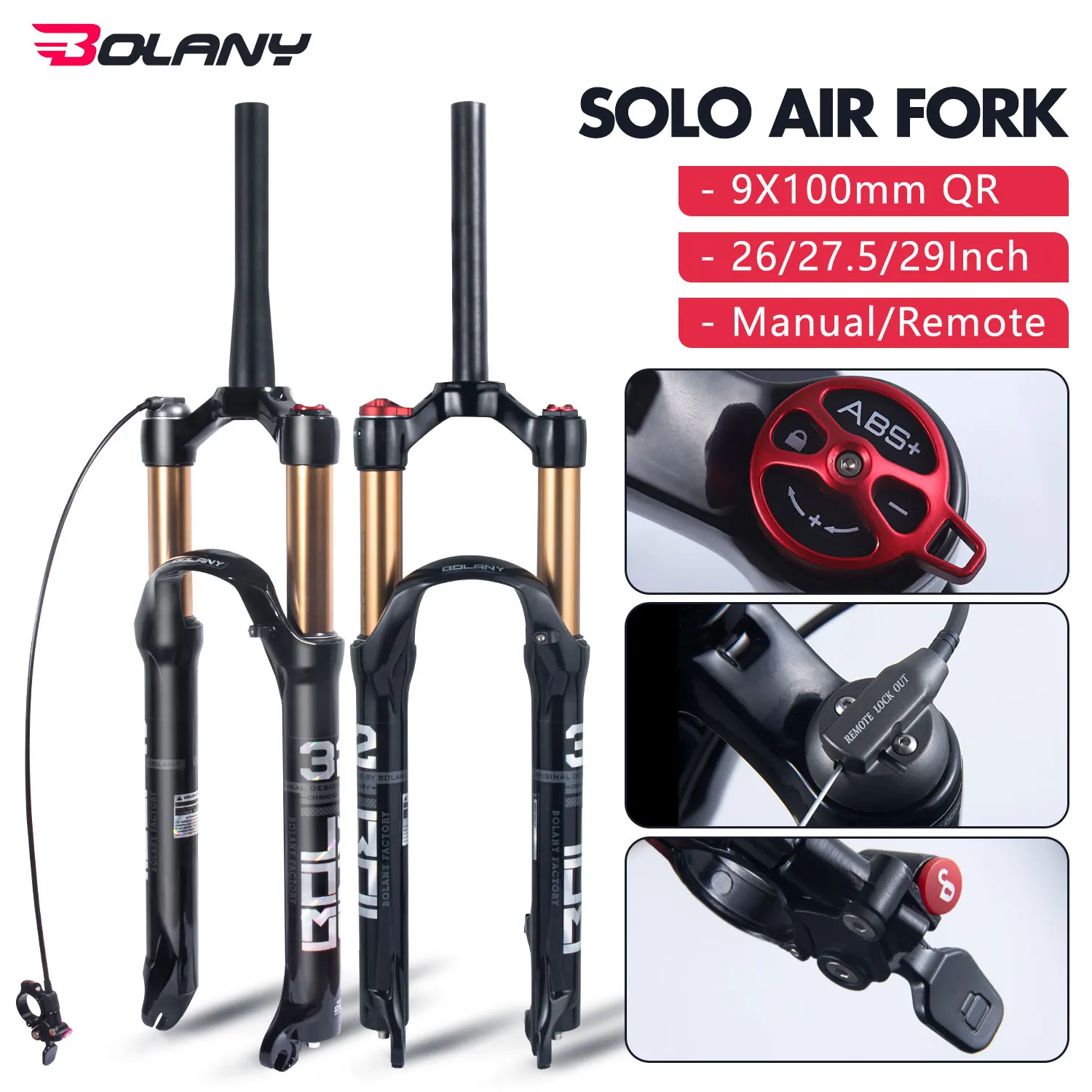 Fourche Avant Suspension Pneumatique Pour Vélo Électrique Snow Fat 20/26 Pouces - Dégagement Rapide