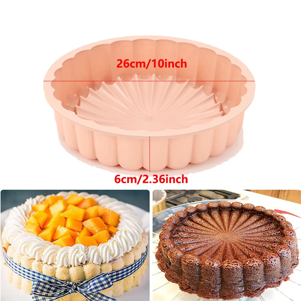 Silicone Cake Pan 10in Air Fryers Oven Baking Tray Round Silicone Cakes Pan  Sponge Flan Mold Shortcake Baking Pan Silicone Molds