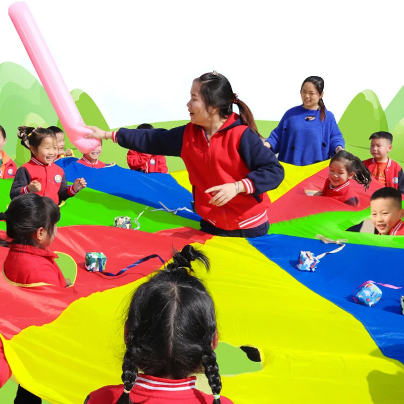 Kids Play 2-6M Rainbow Parachute Whack A Mole Game Children Outdoor Fun Sports Entertainment Team Building Activities