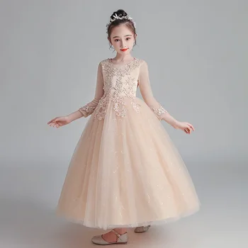 Fashion Flower Girl Dresses for Weddings Lace Long Sleeve Kids Dresses for Girls Summer Girls Party Dresses 3-13 Years 1