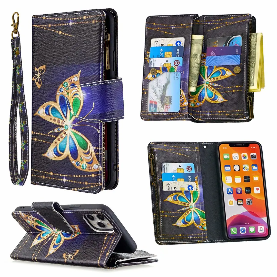 phone case for huawei Luxury Leather Wallet Honor 9X Zipper For Huawei Honor 9X Case Magnetic Flip Wallet Card Stand Cover Mobile Painted leather waterproof case for huawei Cases For Huawei