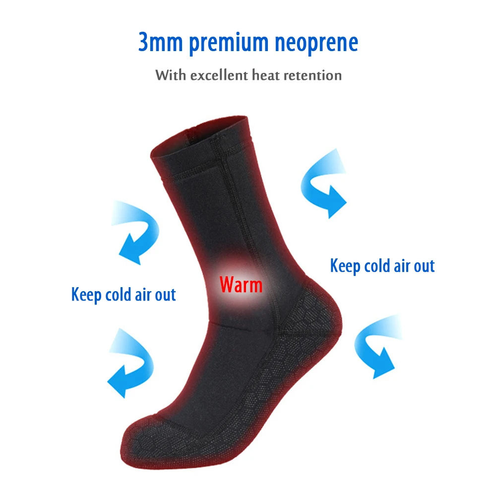 3MM Neoprene Wetsuit Socks Warm Scuba Diving Socks Winter Beach Booties Shoes Anti-Slip Surfing Thermal Socks for Snorkeling 5