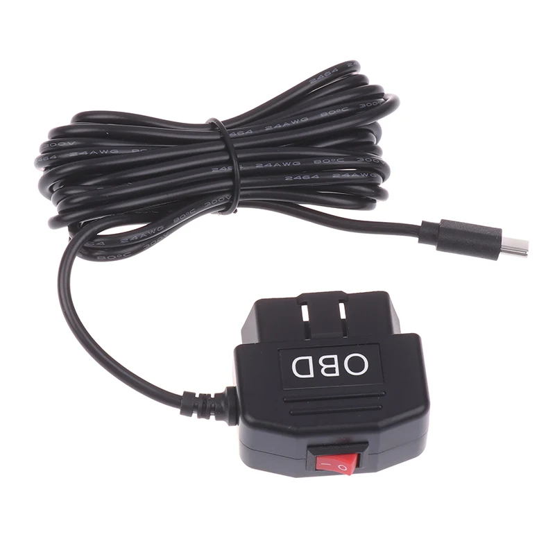 새로운 판매 OBD 타입 C 충전기 전원 케이블, 블랙박스 차량용 DVR 24시간 주차 차량 액세서리 배터리 보호 기능 포함