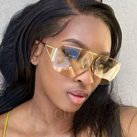 Fashion Big Square Sunglasses Women Luxury Brand Pilot Clear Sun Glasses Female Oversized Half Frame Shades Eyewear Rimless