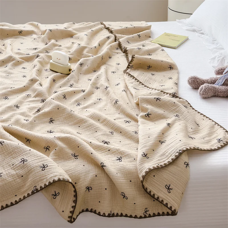 100% Cotton Blanket for Kids Pure Cotton Crepe Yarn Blankets
