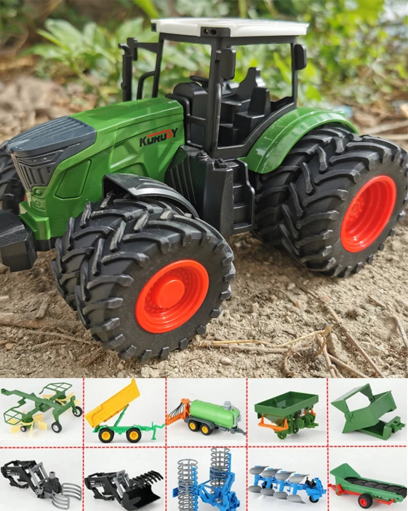 1/24 Scale Alloy Farm Tractor Truck Sliding Model Car Replaceable Trailer Part DIY Toys Accessory Engineering Vehicle For Child |